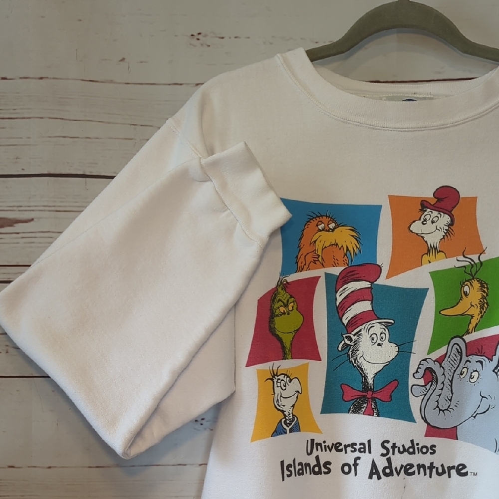Vintage Dr Seuss Islands Of Adventure Universal Studios Sweatshirt Small Cat Hat - Picture 5 of 12
